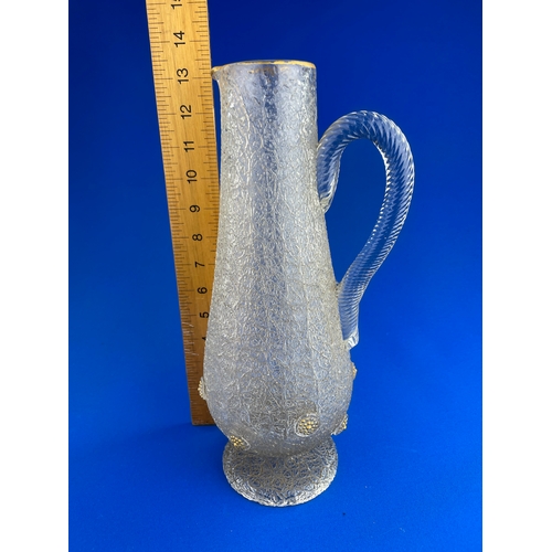 217 - Stunning Large Crinckle Glass Jug