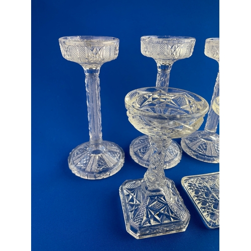 220 - Five Vintage Glass Pillar Candle Holders