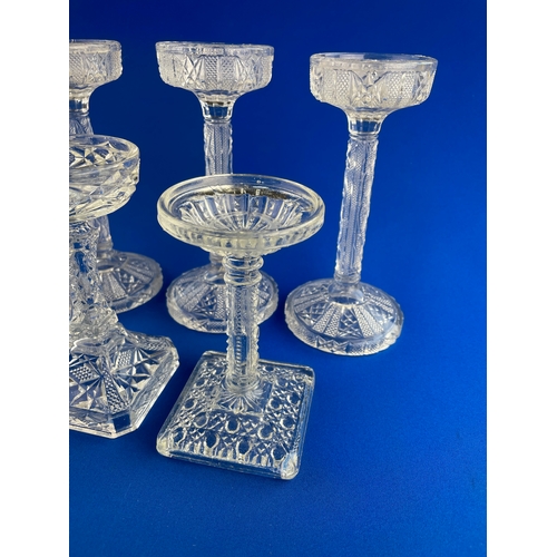 220 - Five Vintage Glass Pillar Candle Holders