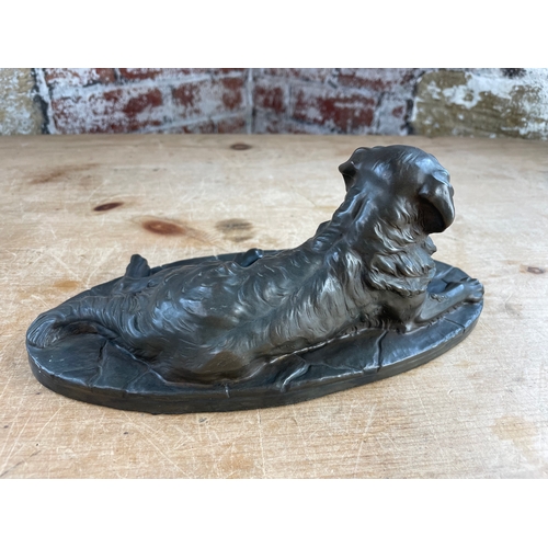 141 - Signed Cold Cast Bronze Long Haired Retriever, Labrador. By A.Martin