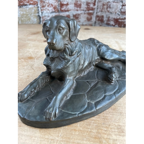 141 - Signed Cold Cast Bronze Long Haired Retriever, Labrador. By A.Martin