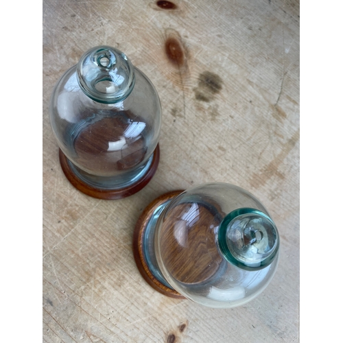 144 - Two Vintage Blown Glass Cloche Display Domes