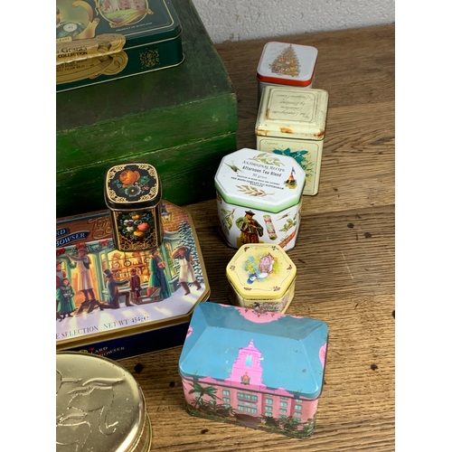 147 - Vintage and modern Tins and Vintage Wooden Box