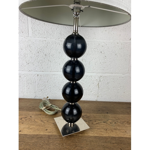 390 - Large Chrome and Black Glass Table Lamp