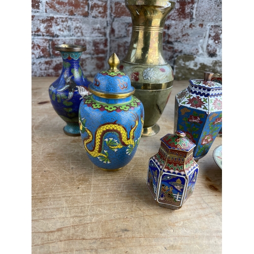 155 - Vintage Cloisonne & Enamelled Brassware Items