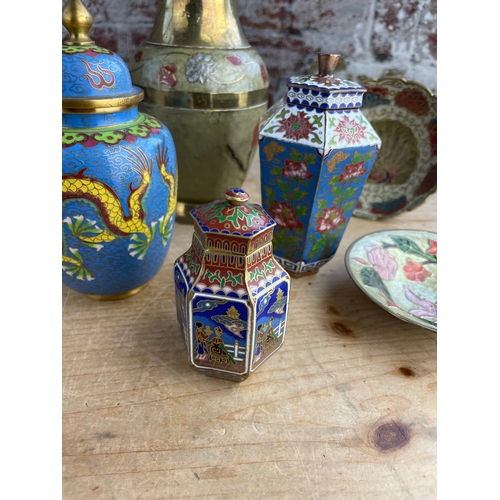 155 - Vintage Cloisonne & Enamelled Brassware Items