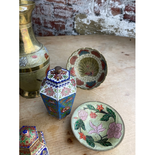 155 - Vintage Cloisonne & Enamelled Brassware Items