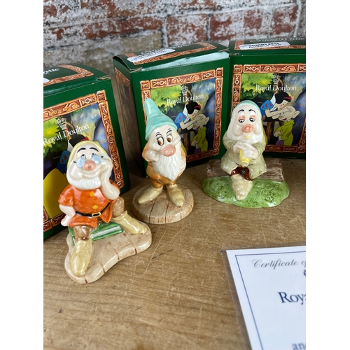 37 - Royal Doulton Limited Edition Snow White & The Seven Dwarves. All Boxed With Certificate Of Authenti... 