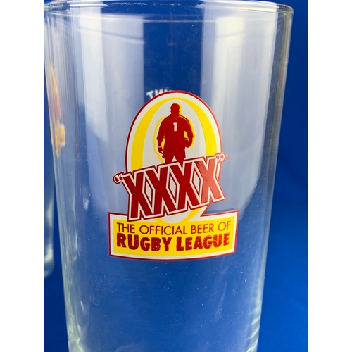 78 - 12 Collectable Castlemaine XXXX Vintage 'The Official Beer of Rugby League' Pint glasses - 12 in tot... 