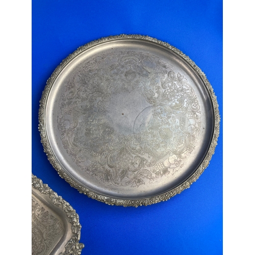 111 - Two Heavy, Ornate  Silver On Copper Trays