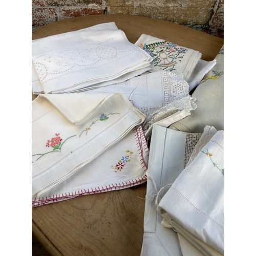 116 - Quantity Of Vintage Linen, Most Embroidered