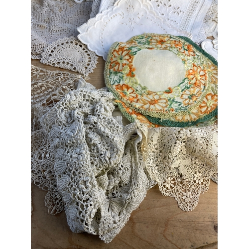 117 - Good Quality Vintage Doilies, Linen & Silk Items.