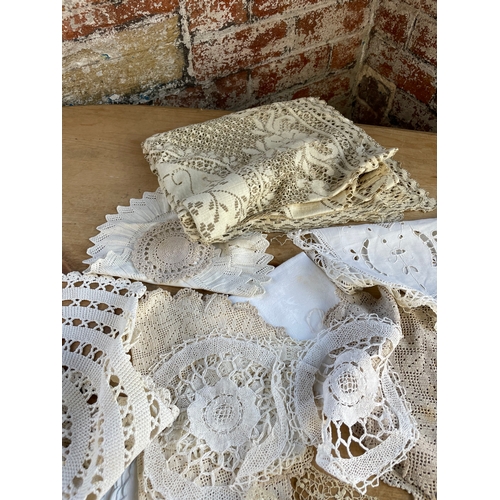 117 - Good Quality Vintage Doilies, Linen & Silk Items.