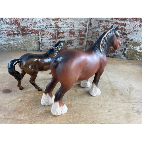 276 - Beswick Horses And Matt Shire Horse (ear a/f)