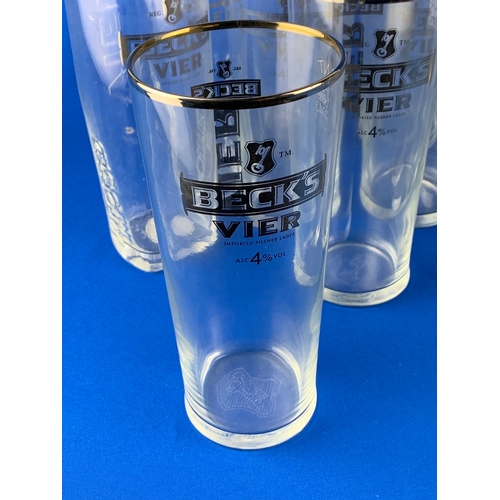 75 - 17 Becks Vier Pint Glasses - Breweriana Advertising Interest