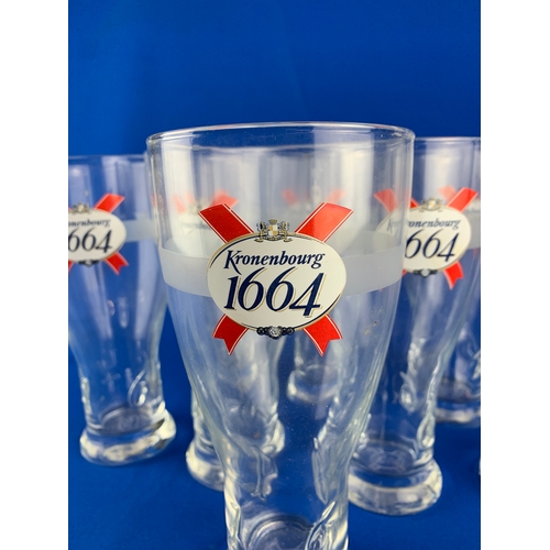 77 - 8 Kronenbourg 1664 Pint Glasses - Breweriana Advertising Interest