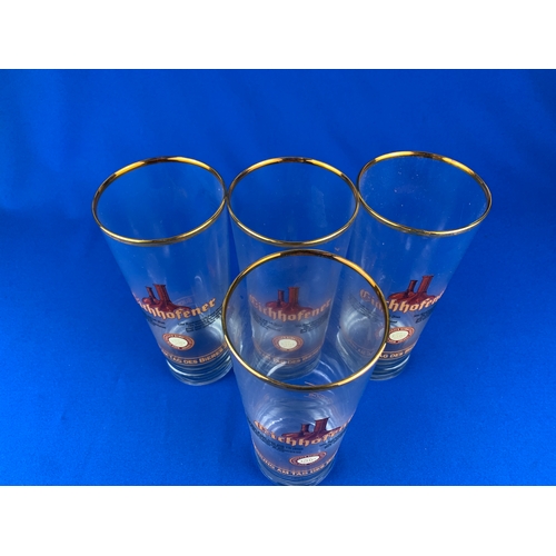 80 - 4 Collectable Eichhofener Beer Glasses - Breweriana Advertising Interest