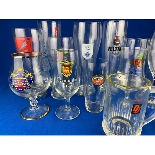 68 - Nice Selection of Continental and International Beer Glasses - Breweriana Advertising Interest