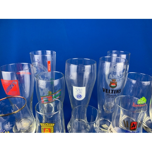 68 - Nice Selection of Continental and International Beer Glasses - Breweriana Advertising Interest