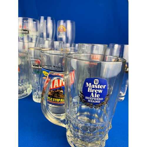 72 - Very Large Collection of Advertising Beer and Whisky Glasses- Great Variety - Breweriana Advertising... 