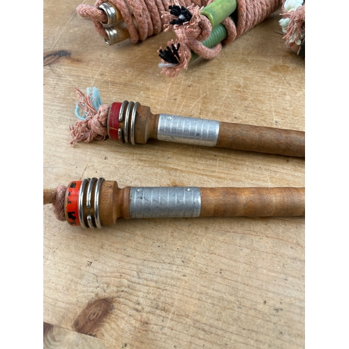 44 - 5 Pairs Of Skipping Ropes Made From Vintage Mill Bobbins