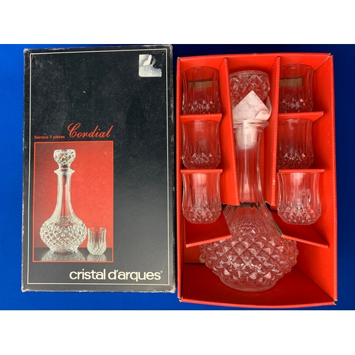 233 - Boxed and Unused Cristal d'Arques 7 Piece Cordial Decanter Set