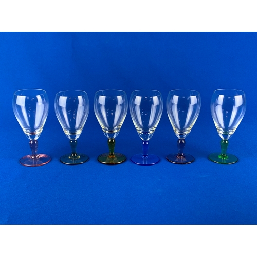 227 - Four Vintage Liquor Glasses and Six Vintage Coloured Glasses