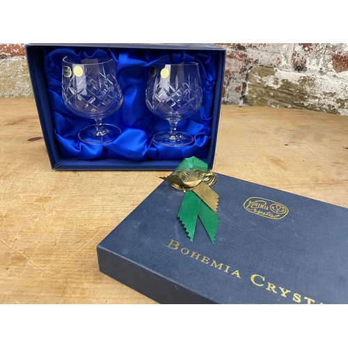 230 - Two Boxed Bohemia Crystal Brandy Glasses