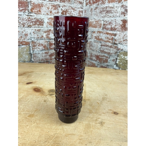 231 - 1960's Emil Funk Glashutte Herman Vase In Deep Red