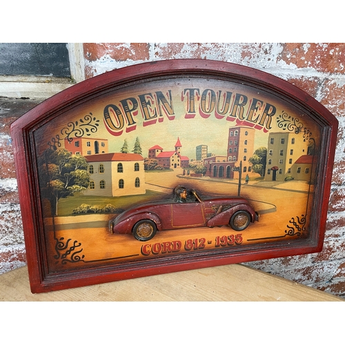 29 - Vintage Carved Wooden Automobile Wall Plaque