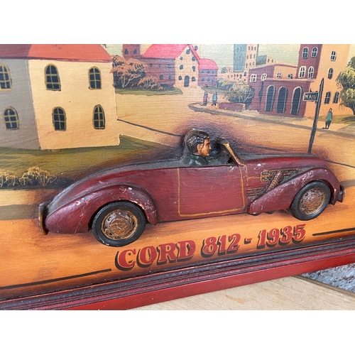 29 - Vintage Carved Wooden Automobile Wall Plaque