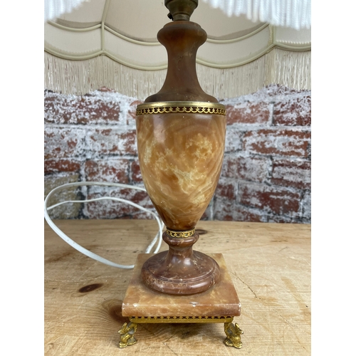 393 - Vintage Heavy Brass & Marble Table Lamp