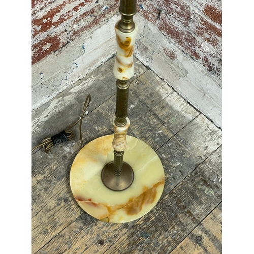 394 - Onyx & Brass Standard Lamp