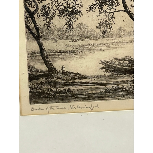 369 - Tom Whitehead Signed Etching Banks Of The Ouse, Nr Hemingford