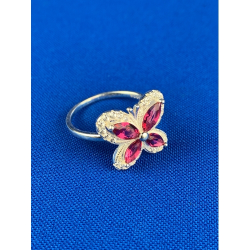 12B - As New boxed 925 Silver Ring in Butterfly Design