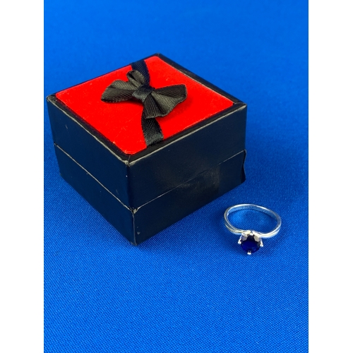 12C - As New Boxed 925 Silver Ring with Blue Stone