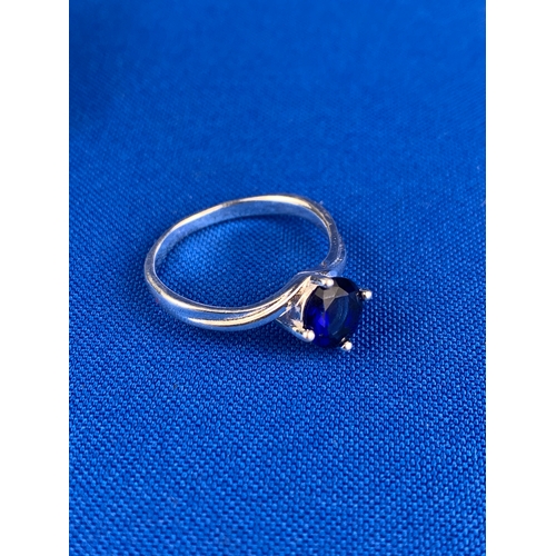 12C - As New Boxed 925 Silver Ring with Blue Stone