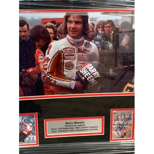 33B - Barry Sheene - Hand Signed Autograph Very Well Framed in Fantastic Photo Montage with COA