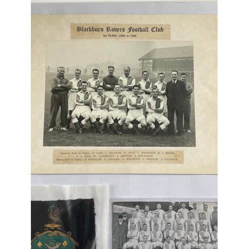 315 - Blackburn Rovers 1948 Team Photograph, 1910 Postcard & Bullion Badge From Blazer.