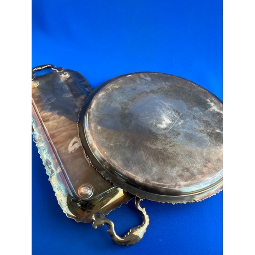 341 - Two Heavy, Ornate  Silver On Copper Trays