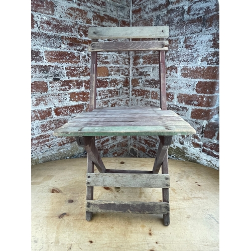 488 - Pre War Folding Wooden Garden Chair By J.R.C&S