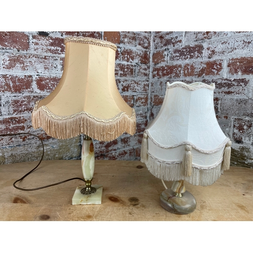 457 - Two Vintage Onyx Table Lamps