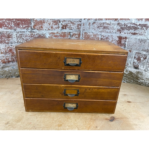 321 - Vintage Wooden Desk Top Filing Drawers