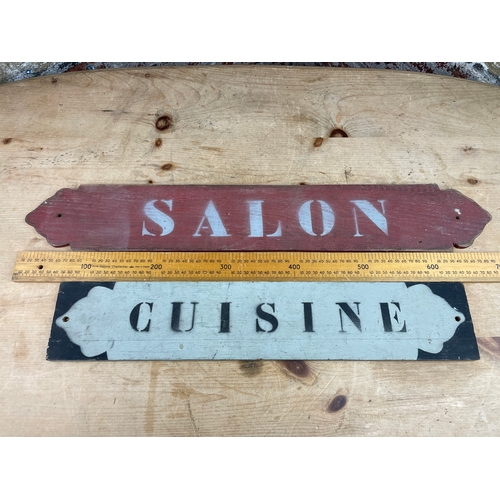 323 - Two Vintage Wooden French Signs