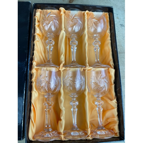 183 - Boxed Bohemia Crystal Cut Glass Wine Glasses