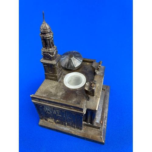 350 - Vintage Royal Exchange Assurance Inkwell Desk Stand. Letter Spike & Pen Holder