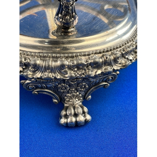 353 - Quality Silver On Copper Decanter / Bottle Holder. Very Ornate