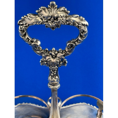 353 - Quality Silver On Copper Decanter / Bottle Holder. Very Ornate