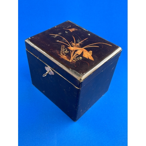 355 - Vintage Lacquered Cheroot Box With Key