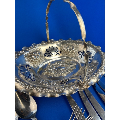 400 - Flatware & Silver Plated Handled Bowl With Relief Design.